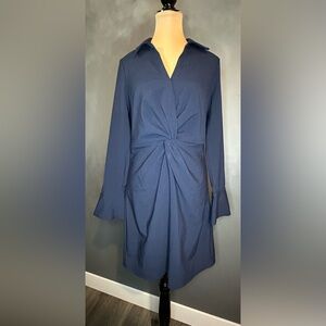 Halogen Blue Long Sleeve Twist Dress NWOT